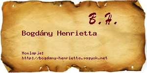 Bogdány Henrietta névjegykártya